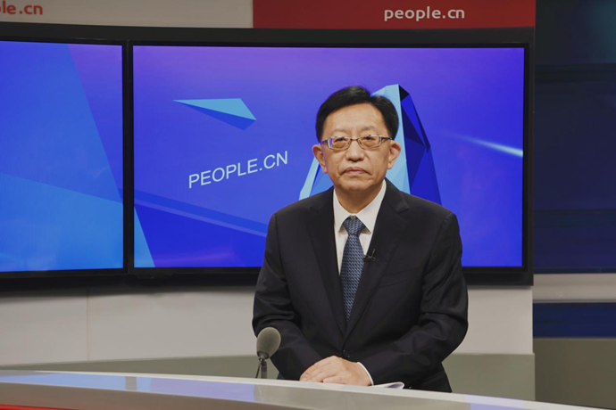 中國節(jié)能環(huán)保集團有限公司黨委書記、董事長宋鑫做客人民網(wǎng)。人民網(wǎng)記者 王曉嘯 攝